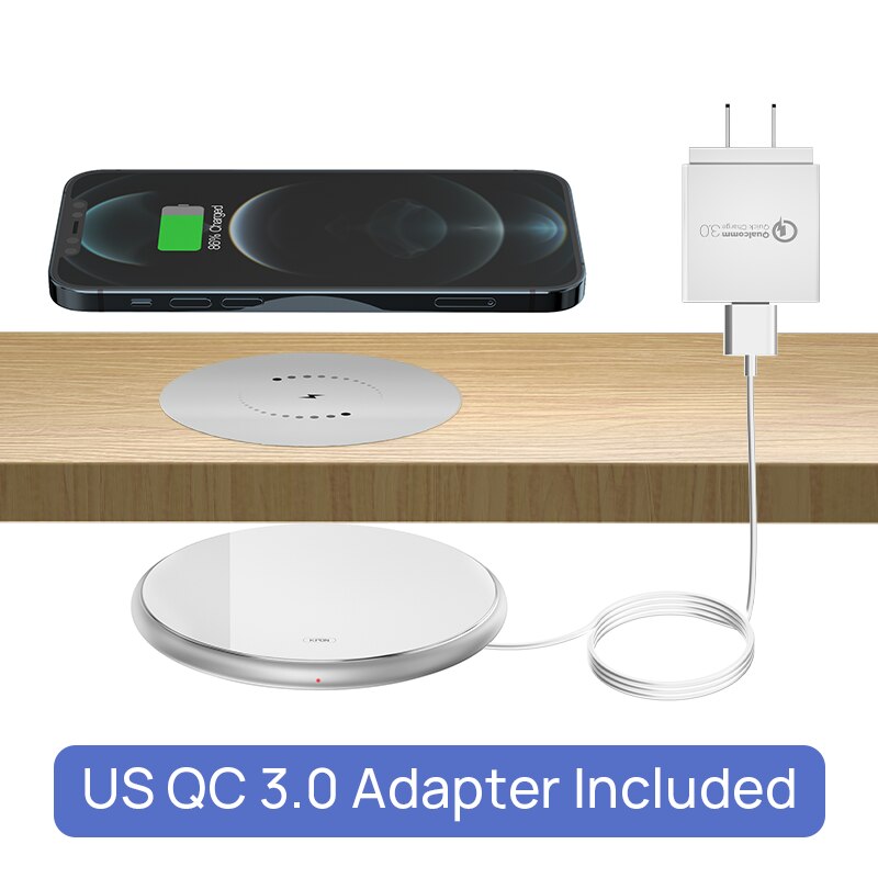 KPON Invisible Wireless Charger Hidden Long Distance Wireless Phone Charger Under Desk QI 10W Furniture Wireless Charging Pad