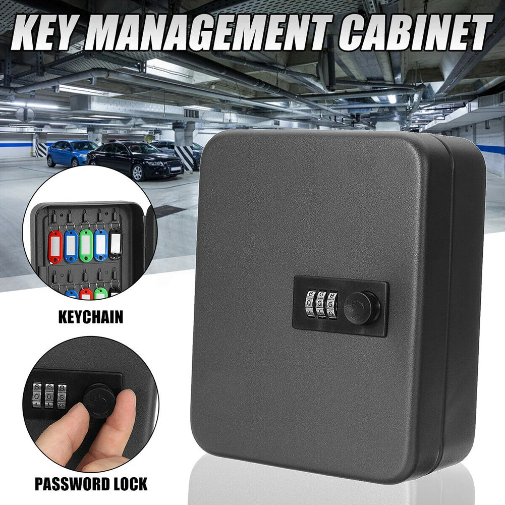 Password Indoor Outdoor Metal Wall Mounted Combination Lock Lockable Home Security Resettable Code Storage Cabinet Key Safe Box