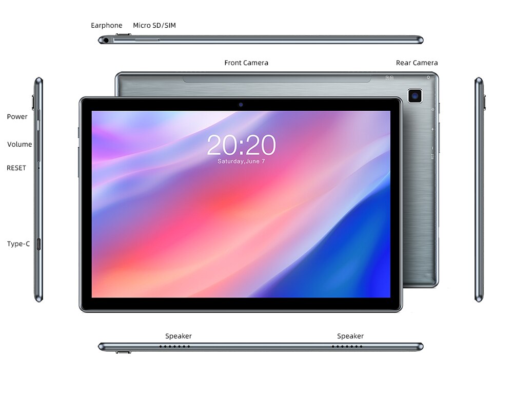 Newest Teclast P20HD Tablets 10.1 Inch IPS 1920X1200 Octa Core Android 10.0 smart AI OS 4GB RAM 64GB ROM 6000mAh Battery