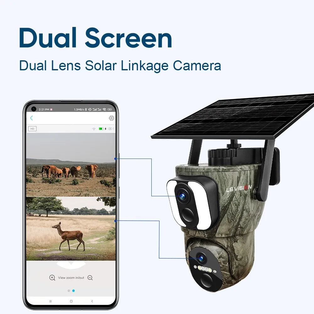 LS VISION 3K 4G Sim Solar Security Camera Wireless Outdoor WiFi Human/Animal Detection Waterproof Wildlife Camera Forest Hunting
