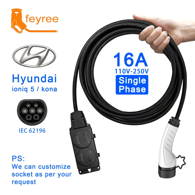 Electric Car Side Discharge Plug EV Type2 16A Charger Cable with EU Socket Outdoor Power Supply Station( need car supports V2L)