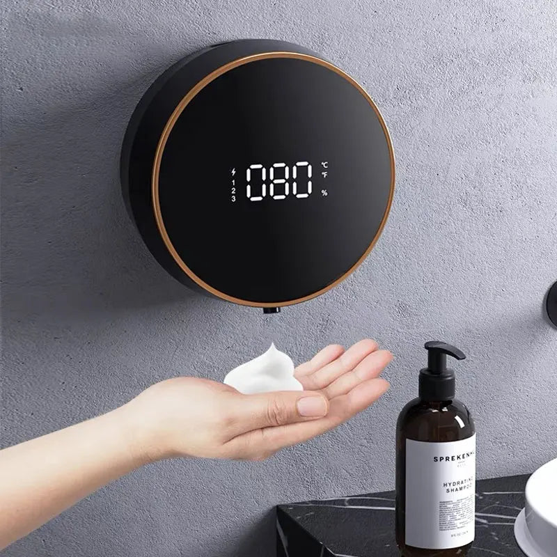 Touchless Automatic Sensor Soap Dispenser Foam Type-C Charging Smart Induction Hand Washer with Temperature Digital Display