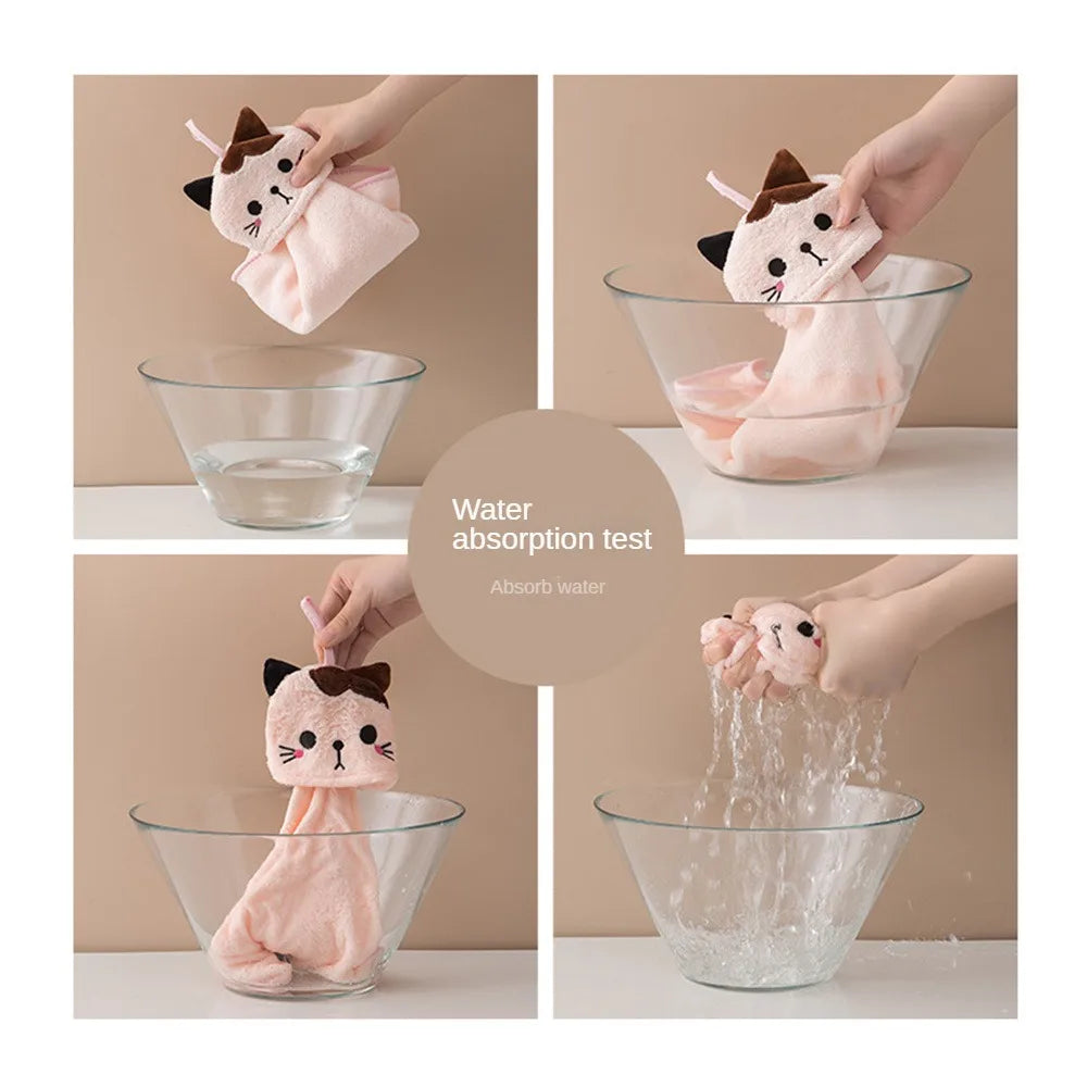 1/2PCS Cat Hand Towel For Child Super Absorbent Microfiber Kitchen Towel High-efficiency Tableware Cleaning Towel Bothroom Tools