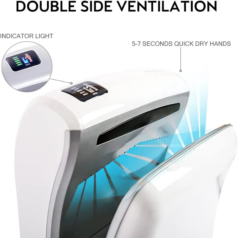 1800W Automatic Jet Hand Dryer with HEPA Vertical Slim Double for Commercial Wall Mounted Electric Fast Drying for Toilet
