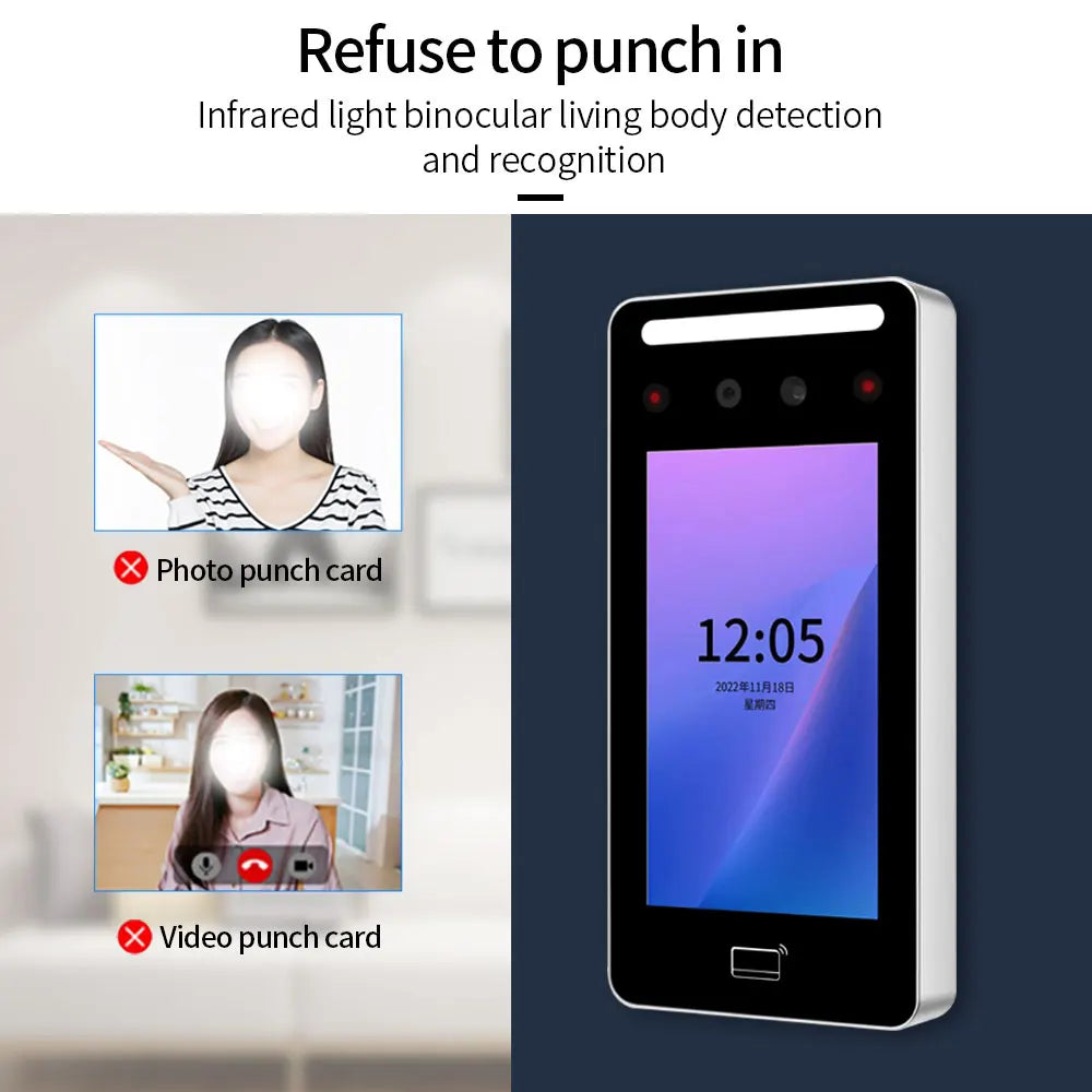 IP65 Rainproof Tuya App Wifi Dynamic Face Time Attendance Access Control Biometric Facial Recognition Door Lock Control System