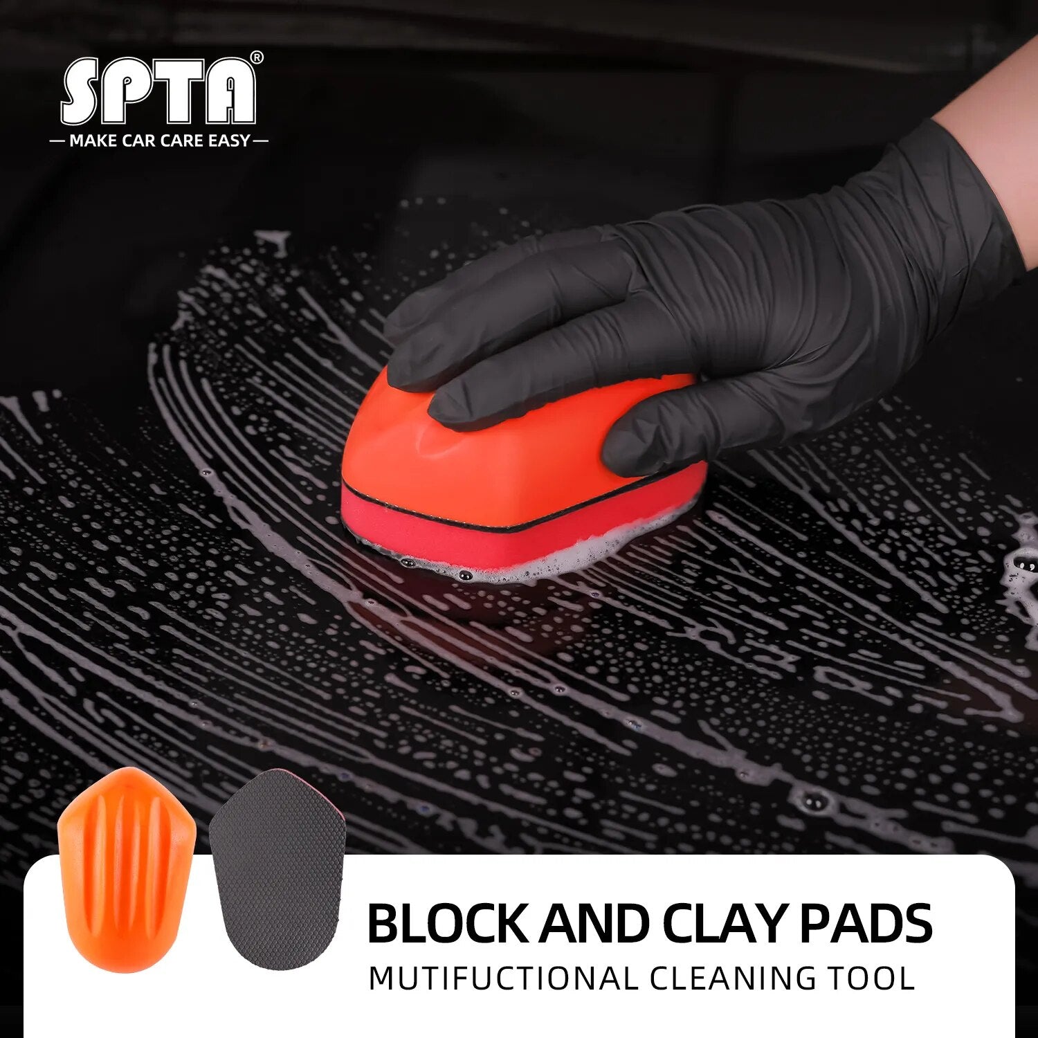 SPTA Car Care Paint Cleaner Remove Magic Clay Bar Mouse Applicator Sponge Pad Before Auto Wax Polishing