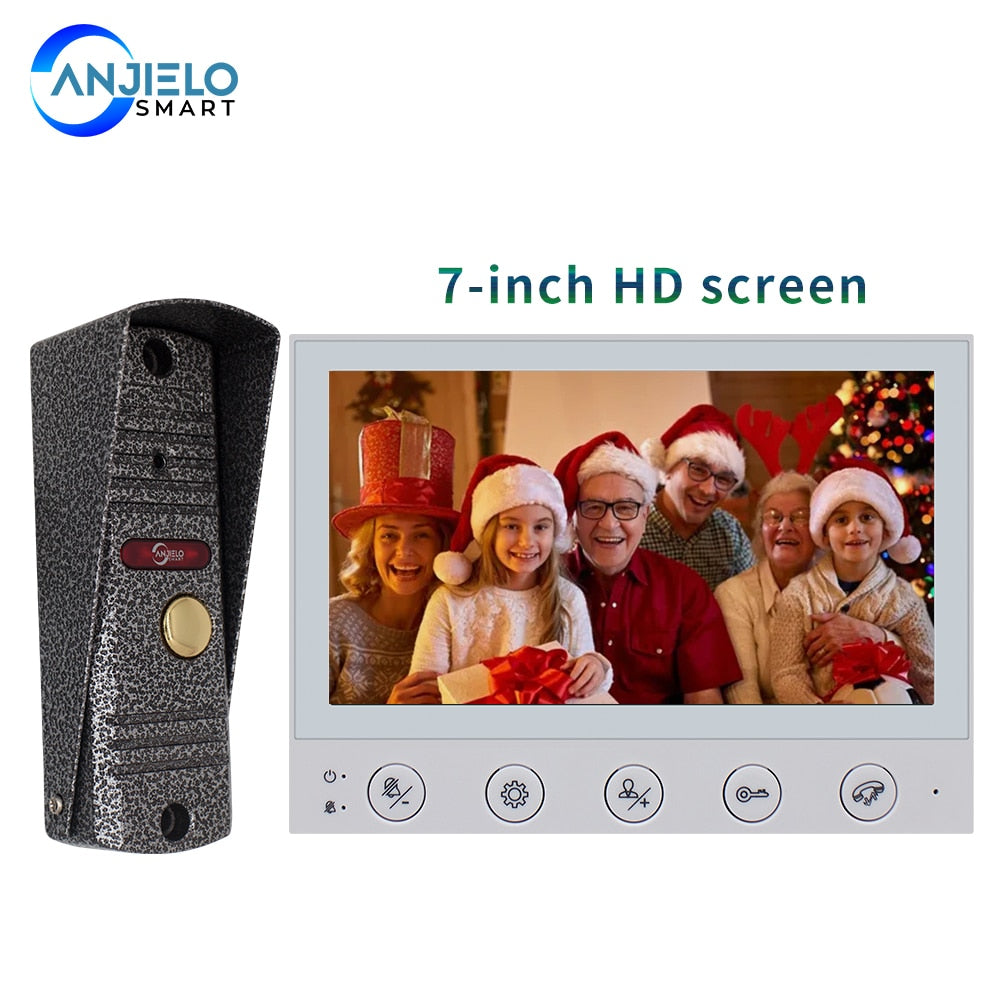 Anjielo 7Inch HD Video Intercom Camera Doorbell with Motion Detection Night Vision Security 1200tvl With DND Mode For Home