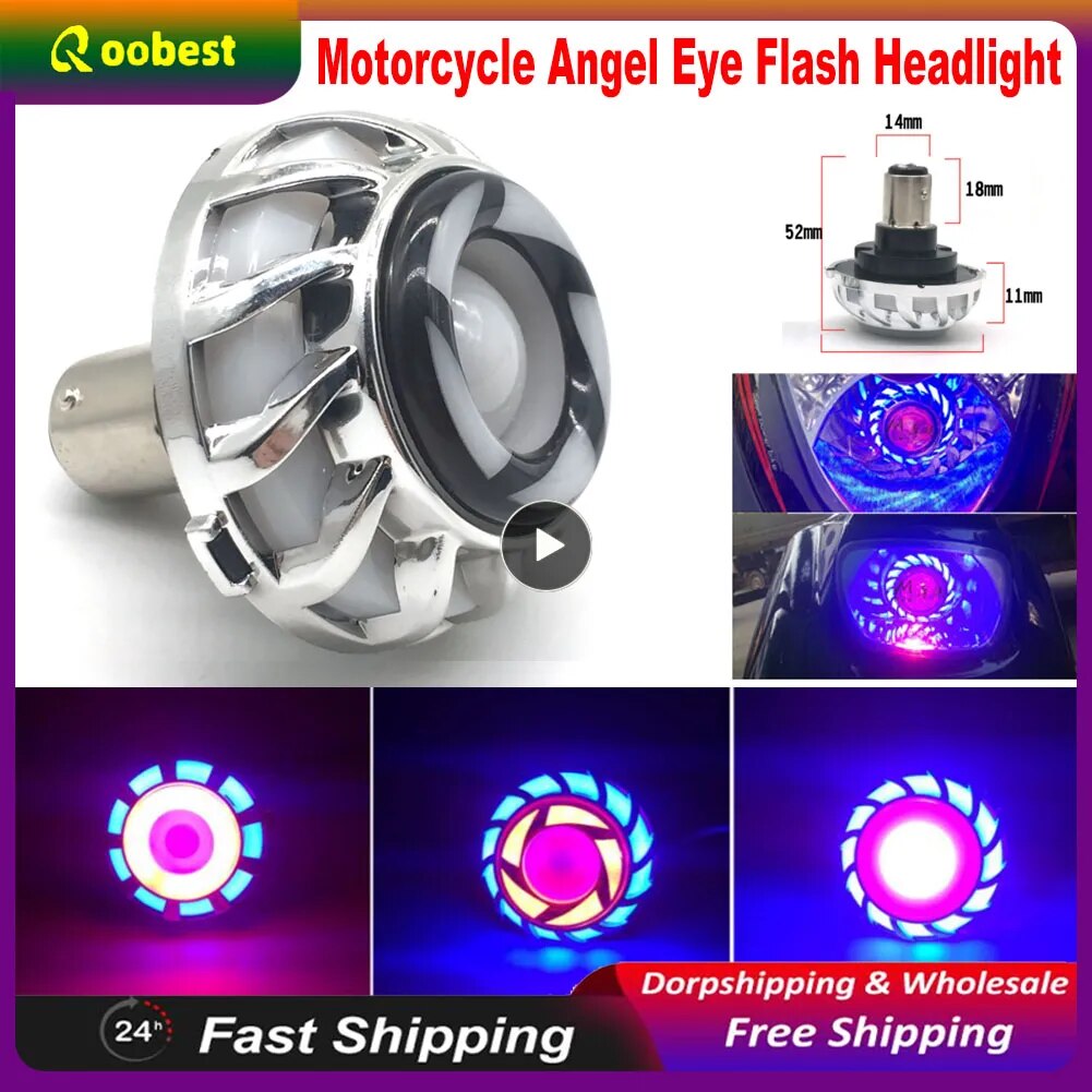 1/10pcs Car Motorcycle Headlight LED Angel Devil Eyes Headlight Projector Lens High/Low Beam Strobe Spotlight DRL Dual Halo Lamp