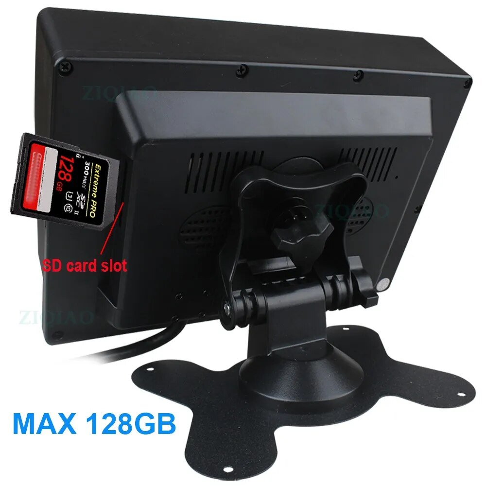 ZIQIAO 7 Inch Truck DVR Monitor AHD SD Card IPS 2 Split Screen RV Harvester Bus Video Recorder A738