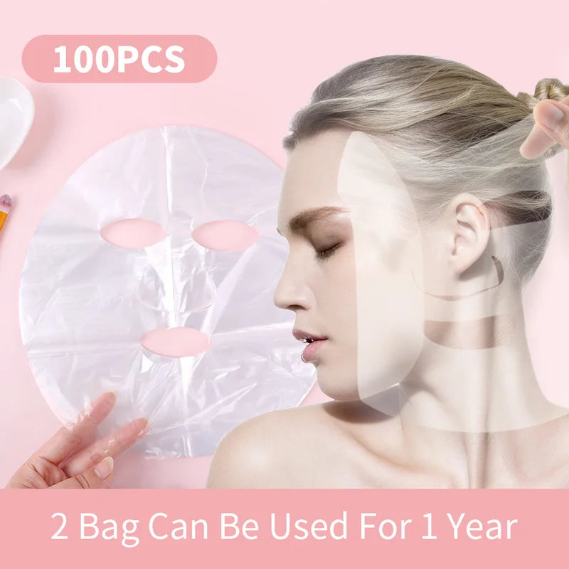 100pcs Plastic Film Facial Mask Skin Care Uncompressed Ultra Thin Beauty Salon Promote Products Absorption Diy Disposable Mask