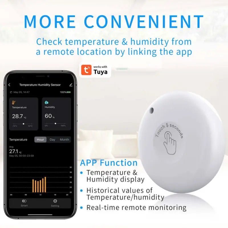 Mini Temperature And Humidity Meter Sensor Tuya Compatible Thermometer Hygrometer Smart Home Digital Weather Station