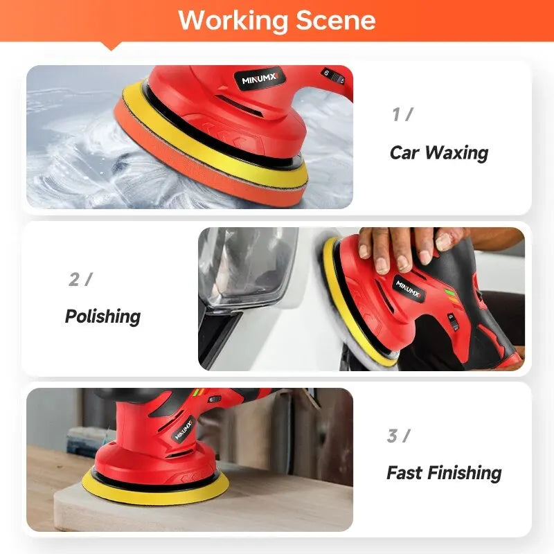 AliExpress Collection MINUMX Cordless Car Polisher 12V Wireless Car Polishing Machine 6 Gears Electric Polish Machines