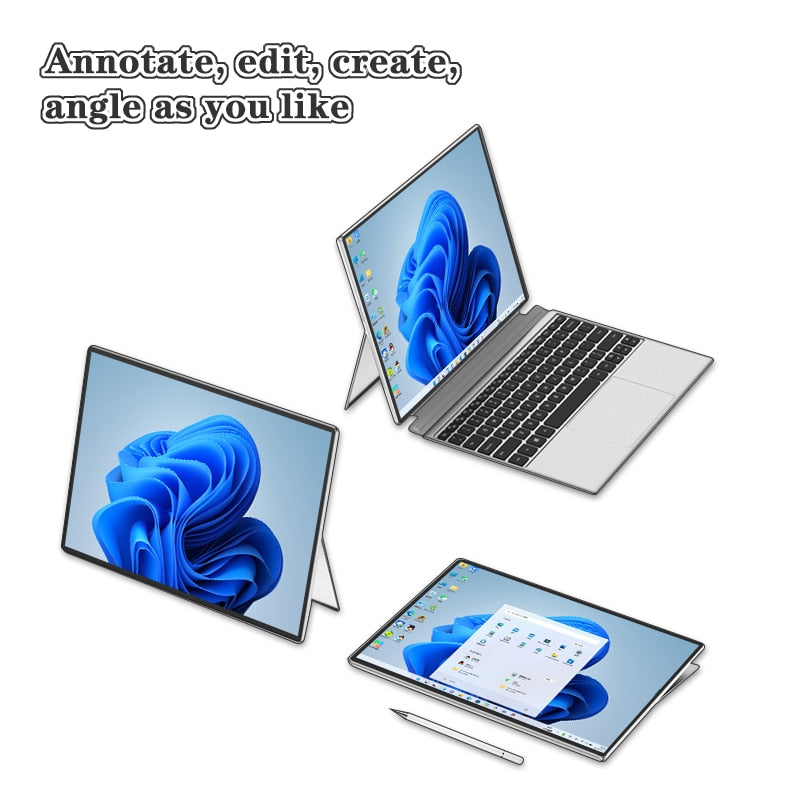 2023new Laptop 2-in-1 Tablet Intel J4125Windows11 Touchable 12.3-inch HD Screen Removable Keyboard 12GB RAM  SSD Tablet PC