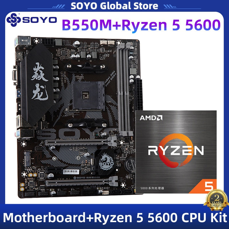 SOYO B550M Motherboard And Processor With Ryzen 5 5600 CPU DDR4 3200MHz PCIE4.0 For Desktop Computer Gaming Motherboard Combo