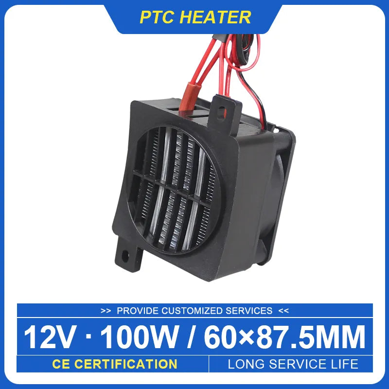 Ceramic Heater 12v 100w With Fan Thermostat Heater Fan Heat Blower For Incubator Ptc Ceramic Thermistor Insulation Fan Heater