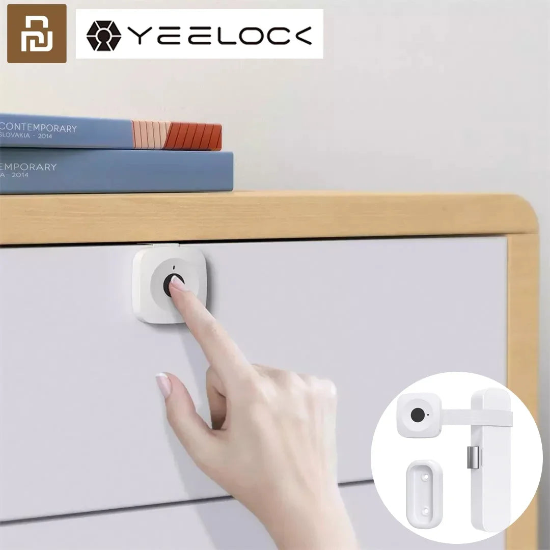 YEELOCK Fingerprint Drawer Lock Punch-free Smart Furniture Invisible Dark Lock 0.3S Unlock Emergency USB Power Supply