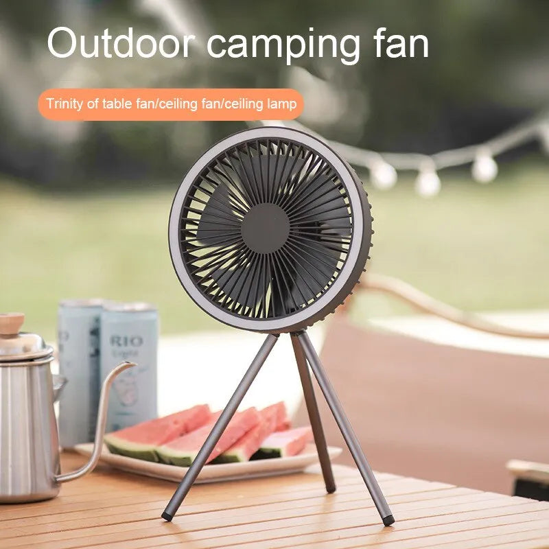 Multifunction Home Outdoor Camping Ceiling Fan USB Chargeable Desk Tripod Stand Air Cooling Fan with Night Light