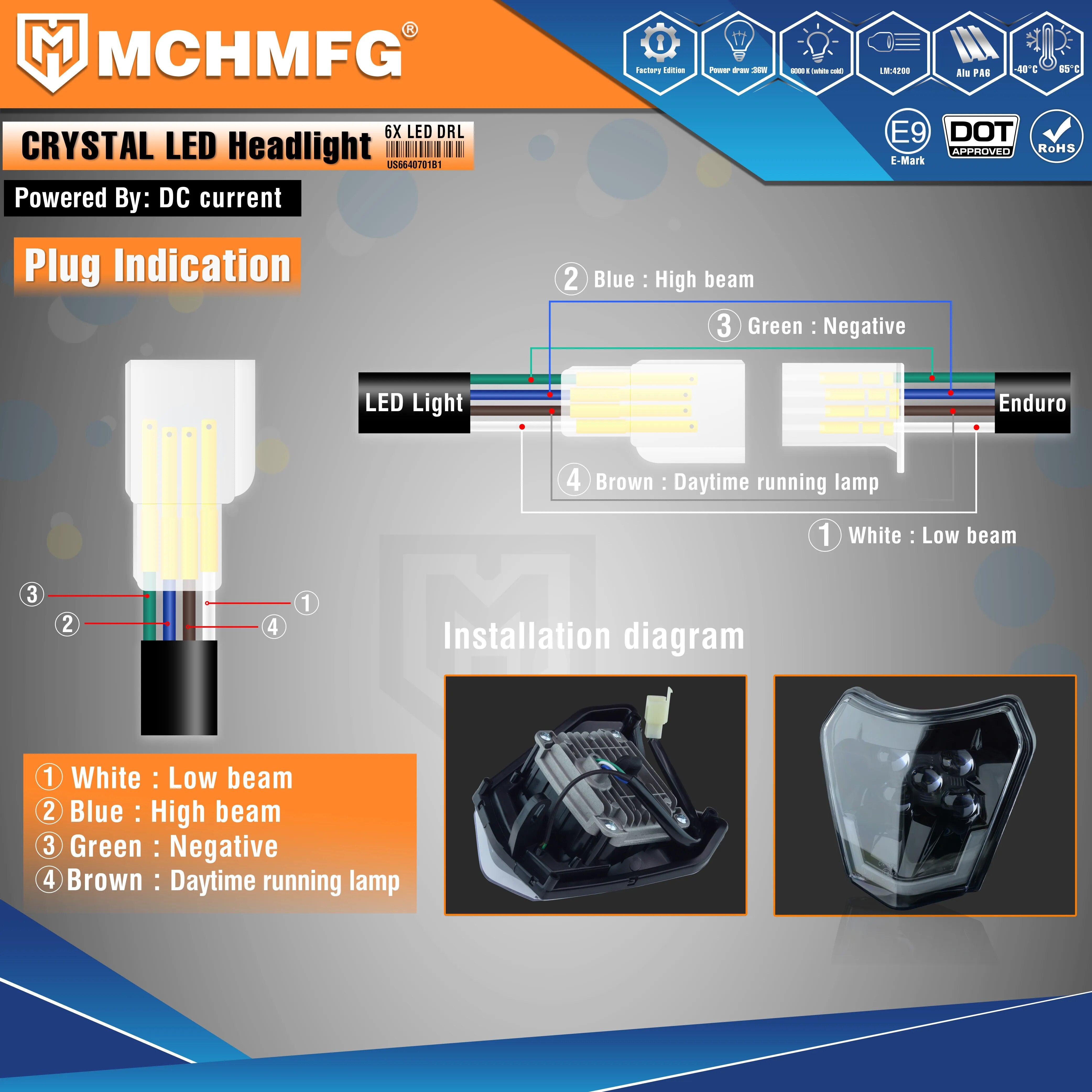 MCHMFG Motorcycle  crystal LED Headlight Headlamp For KTM EXC  SX SXFXC XCF XCW XCFW 2020 2021 2022 Enduro MX Motorcycle