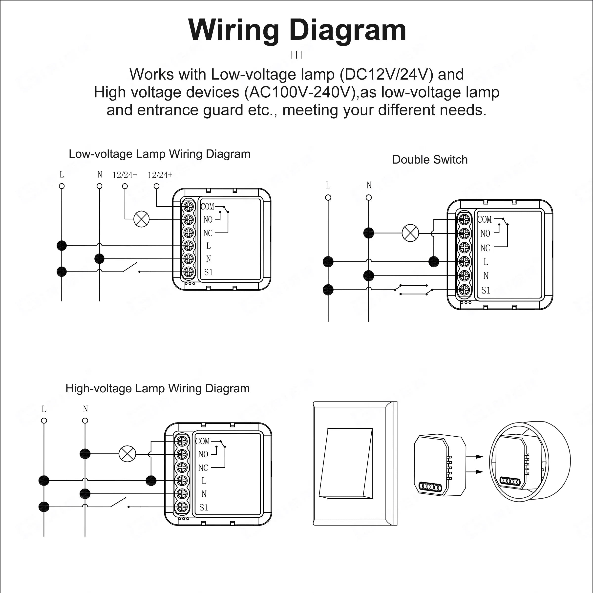 GIRIER Smart ZigBee Switch Module Dry Contact 5A Universal Breaker Relay DC 12/24V AC 100-240V Works with Alexa Alice Hey Google