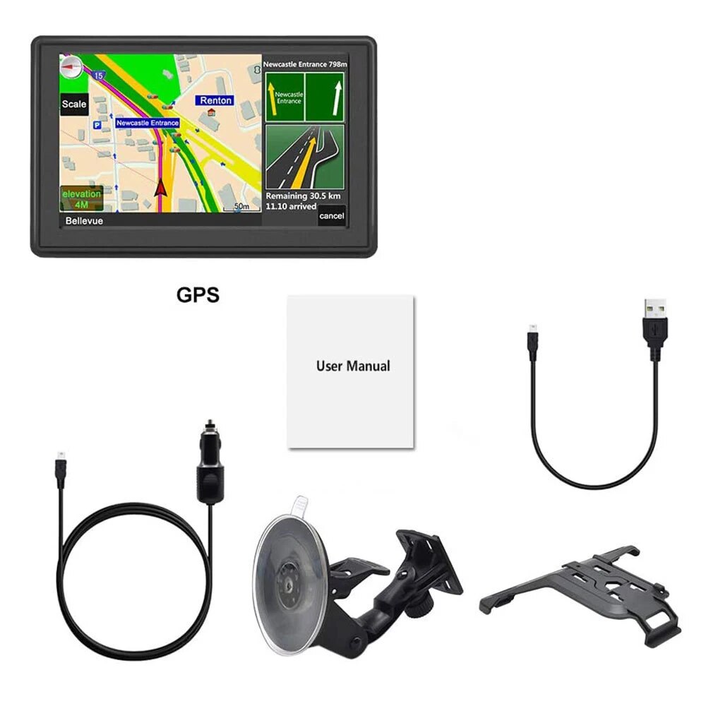 Car Automotive GPS Navigation 5 Inch 8G RAM 32-256MB Truck GPS Navigators With Rear Camera