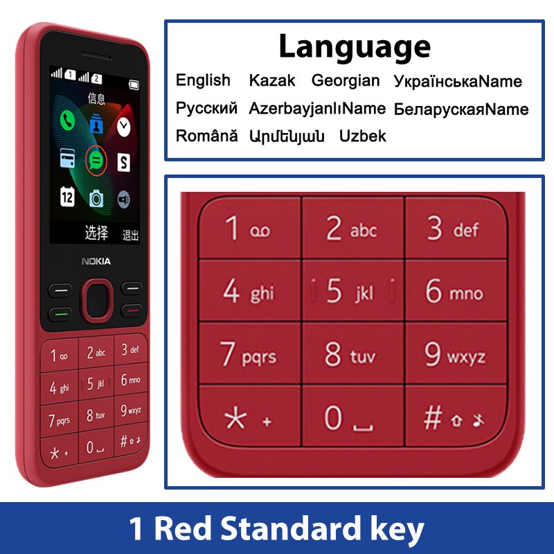 Original and New Nokia 150 2G Mobile Phone Multilingual 2.4 inch Dual SIM Cards Bluetooth FM Radio 1020mAh Feature Mobile Phone