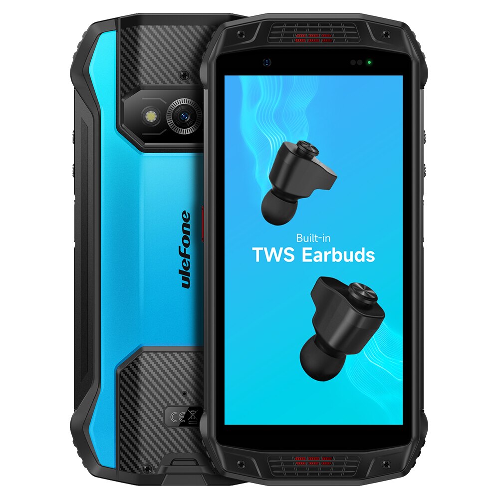 Ulefone Armor 15 Rugged Phone Android 12 Smartphone 6600mAh 128GB NFC 2.4G/5G WLAN Waterproof Mobile Phones Built-in TWS Earbuds