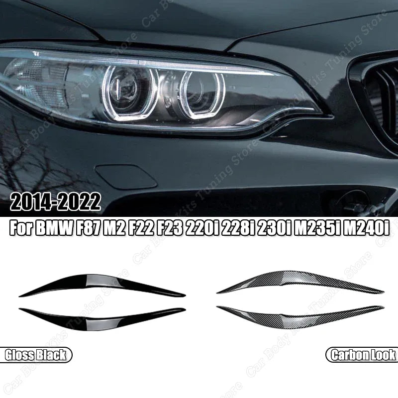 2Pcs Evil Headlight Eyebrows Eyelid Cover Stickers For BMW F87 M2 F22 F23 220i 228i 230i M235i M240i 2014-2022 Body Kit Tuning