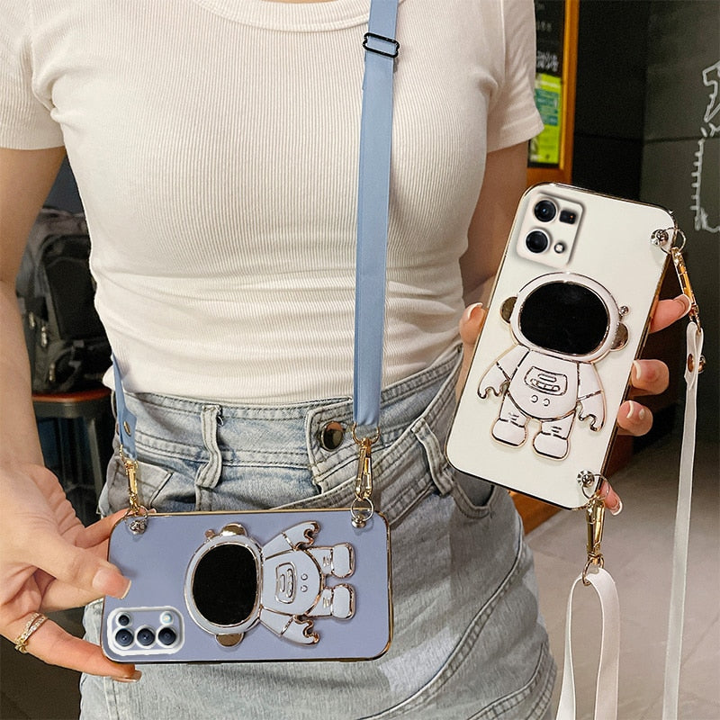 Crossbody Lanyard Phone Holder Case For Oppo Reno7 Reno5F Reno 7 5F 2 2Z 2F 3 5 6 6Z 4G 5G Z RenoZ Reno6Z Reno2 F Reno2Z Cover