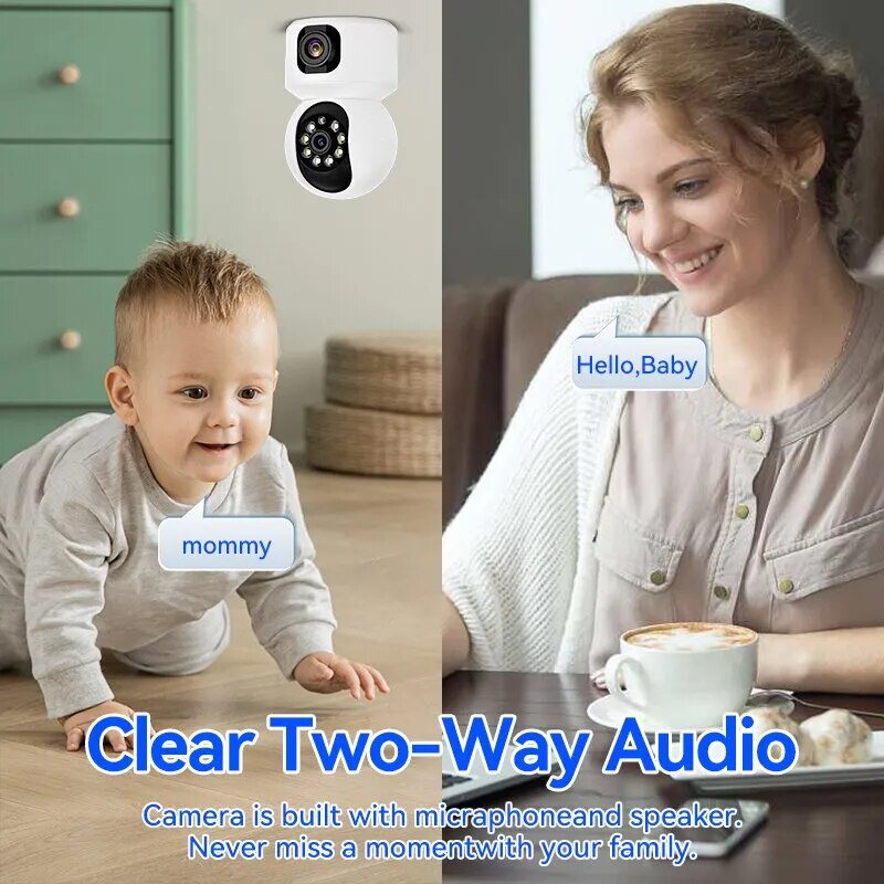 4MP Dual Screens WiFi Indoor Baby Monitor Camera with Two-Way Audio And Night Vision Security Camera