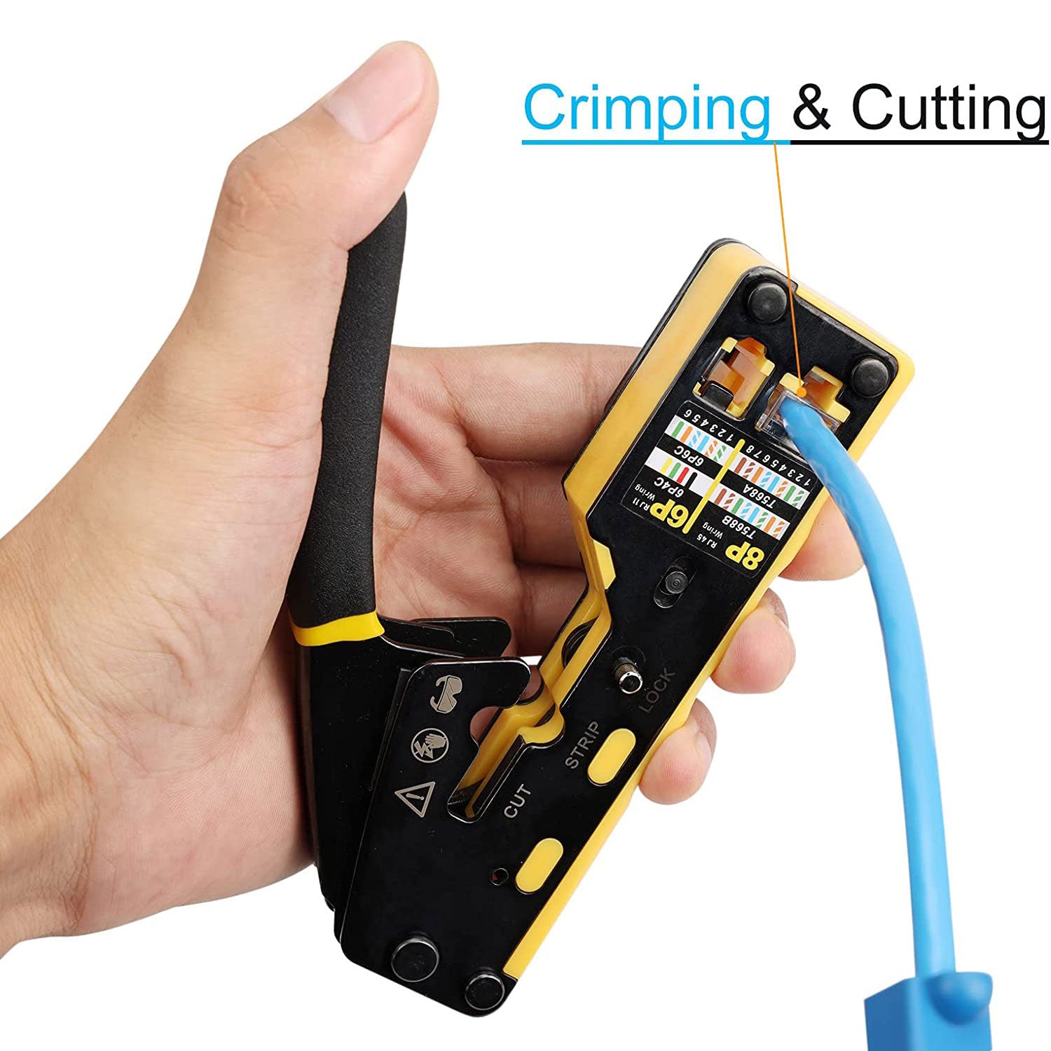 ZoeRax RJ45 Crimp Tool Pass Through Crimper Cutter for Cat6 Cat5 Cat5e 8P8C Modular Connector Ethernet All-in-one Wire Tool