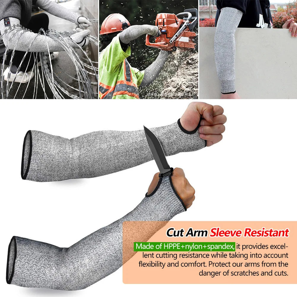 Level 5 HPPE Anti Cut Arm Sleeve Labor Work Safety Gloves Gardening Construction Automobile Anti-Puncture Arm Hand Protection
