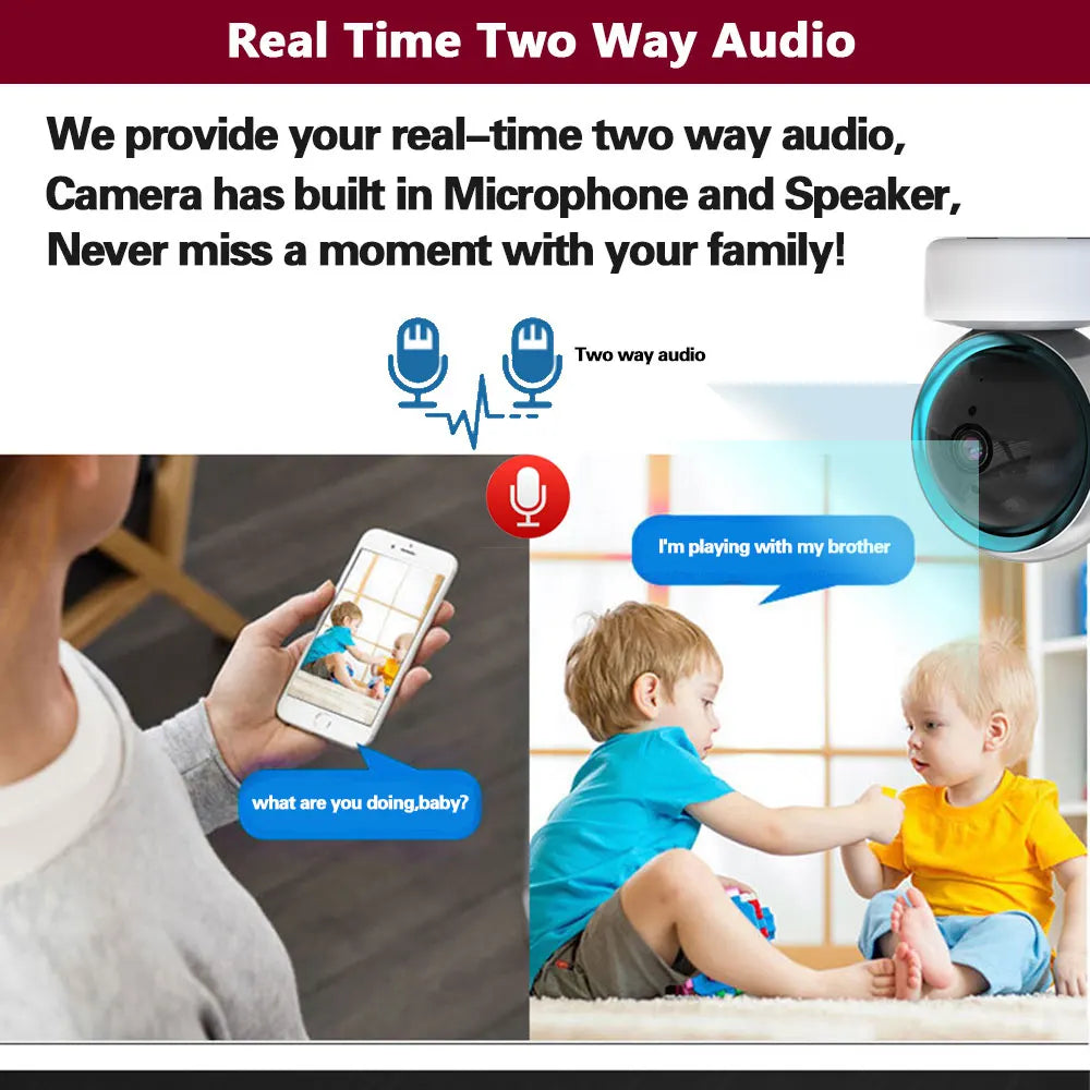 5MP Tuya Wifi Smart Home Baby Monitor 2 Way Audio Mini Indoor Security IP Camera 2K PTZ Remote Access CCTV Surveillance Camera