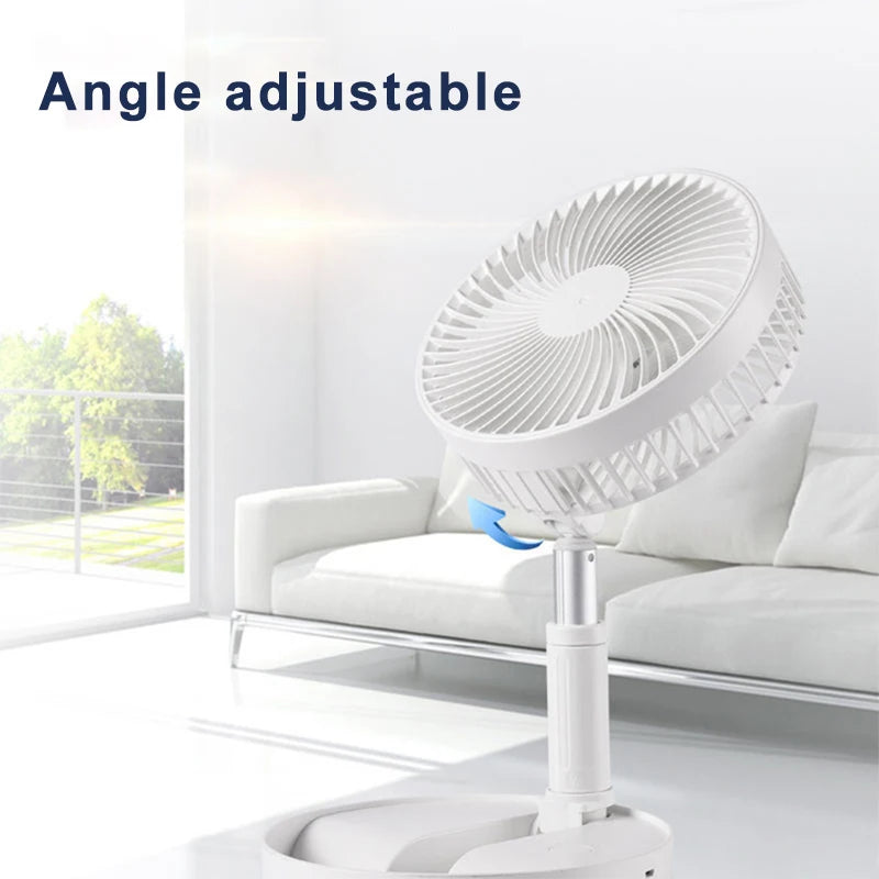 7200mAh USB Rechargeable Standing Table Fan Household Folding Telescopic Fan Low Noise Electric Cooling Fan 4 Speed