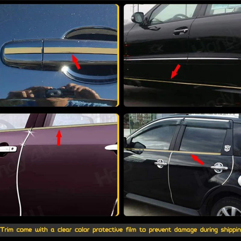 Car Exterior Chrome Body Strip 3M Bumper Auto Door Protective Moulding Styling Trim Sticker 6MM 10MM 12MM 15MM 20MM 25MM 30MM