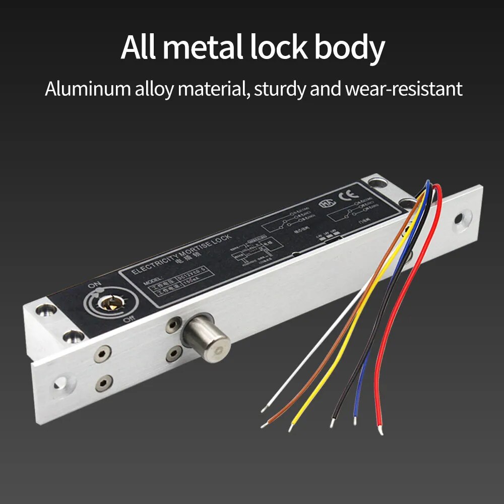 DC 12V Fail Secure Electric Drop Bolt Lock Cylinder Deadbolt Lock With Key Door Contact Output for Home Access Control System