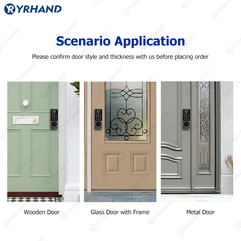 Tuya Smart lock Waterproof Wifi Double Fingerprint Lock Smart Card Digital Code Electronic Door Lock For Home Security Mortise