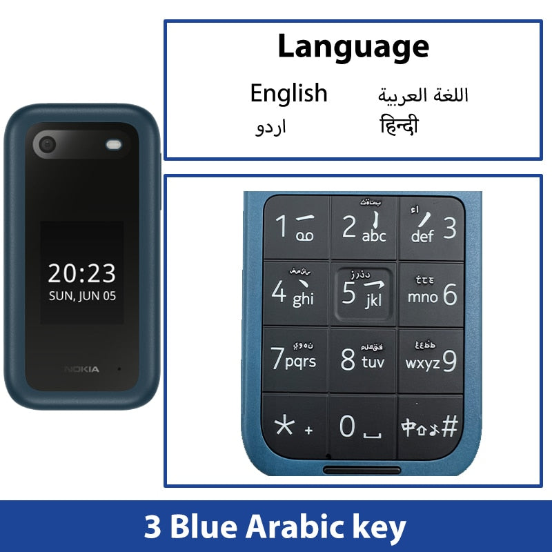 New and Original Nokia 2660 4G Feature Flip Phone 2.8" Display Bluetooth FM Radio 1450mAh Dual SIM Rugged Push-button Telephone