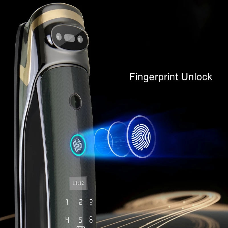 3D Face Recognition Fingerprint Cat Eye Electronic Door Lock Wifi APP Remote Control Home Anti-theft Security IC Card Door Lock