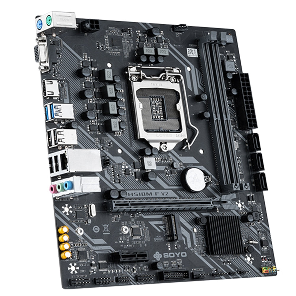 SOYO New Motherboard H510M-F USB3.1 LGA1200 M-ATX SATA 3.0 PCI-E Support intel 10th/11th Core Dual channel DDR4 M.2 interface