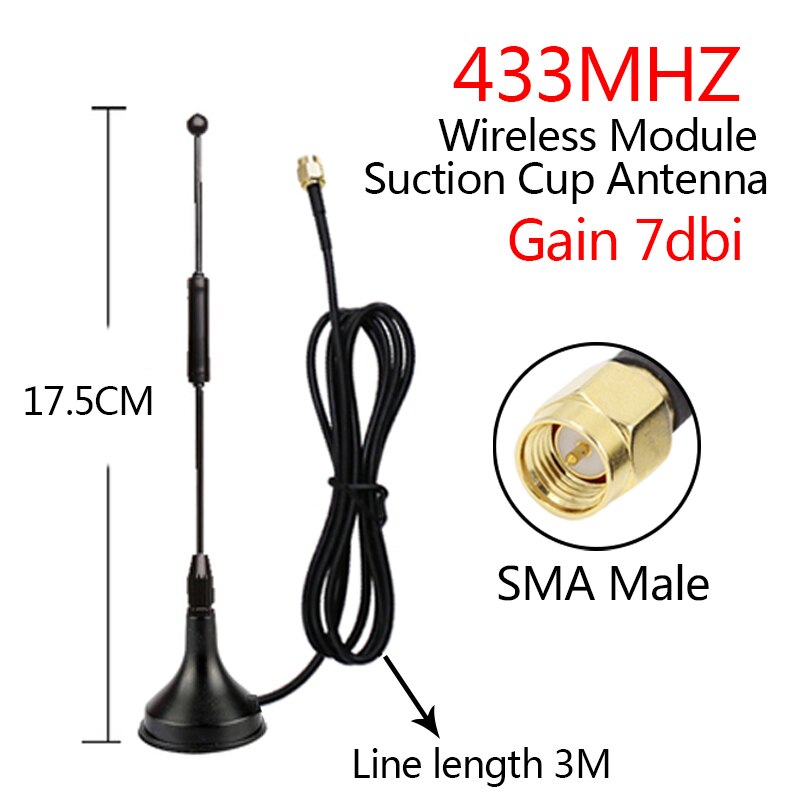 GWS lora 433mhz 315MHZ 470MHZ SMA MALE wireless module omnidirectional LORAWAN sucker antenna 3M RG174smart meter reading system