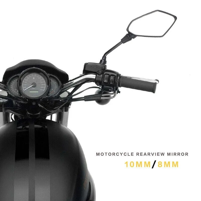Motorcycle Mirror 2Pcs E-Bike Rearview Mirrors Electrombile Back Side Convex 8mm 10mm Carbon Fiber