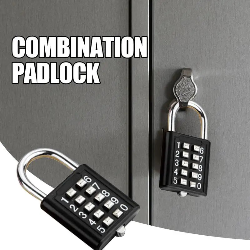 Number Lock For Lockers Small Combination Lock 8/10 Digits Outdoor Digital Code Padlock Button Combination Security Padlock