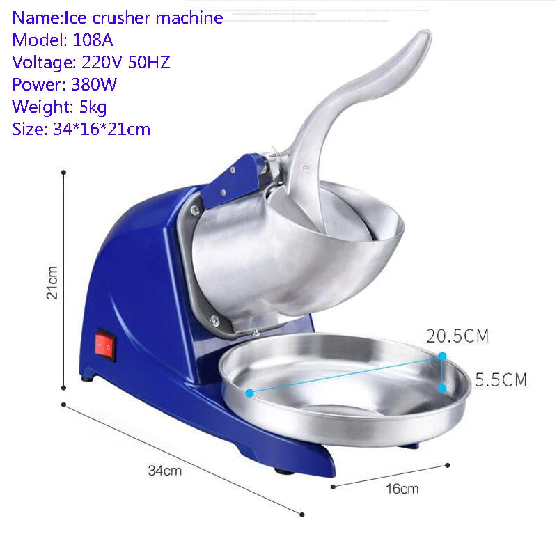 PBOBP Electric Ice Crusher Shaved Ice Machine Commercial Ice Machine Household Small Double-knife High-power Smoothie Machine