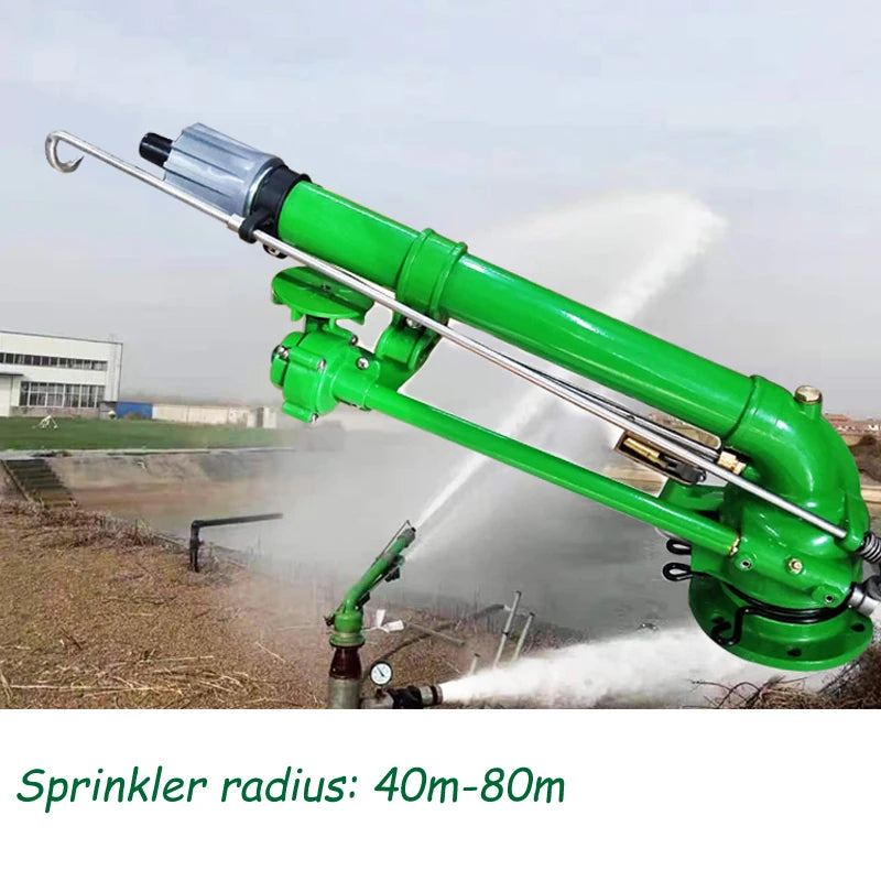 agricultural long range high pressure water irrigation system rain gun spay automatic metal sprinkler head 360 degree rotating