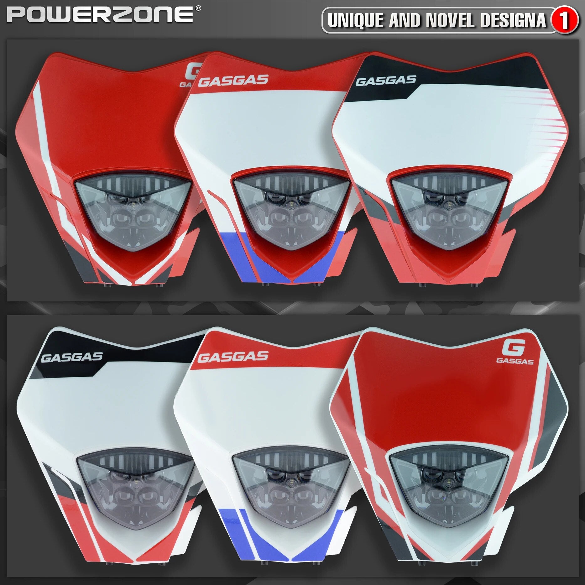 PowerZone Motorcycle LED Headlight Headlamp Supermoto Fairing For GASGAGS  For Husqvarna  EC MC Universal Light