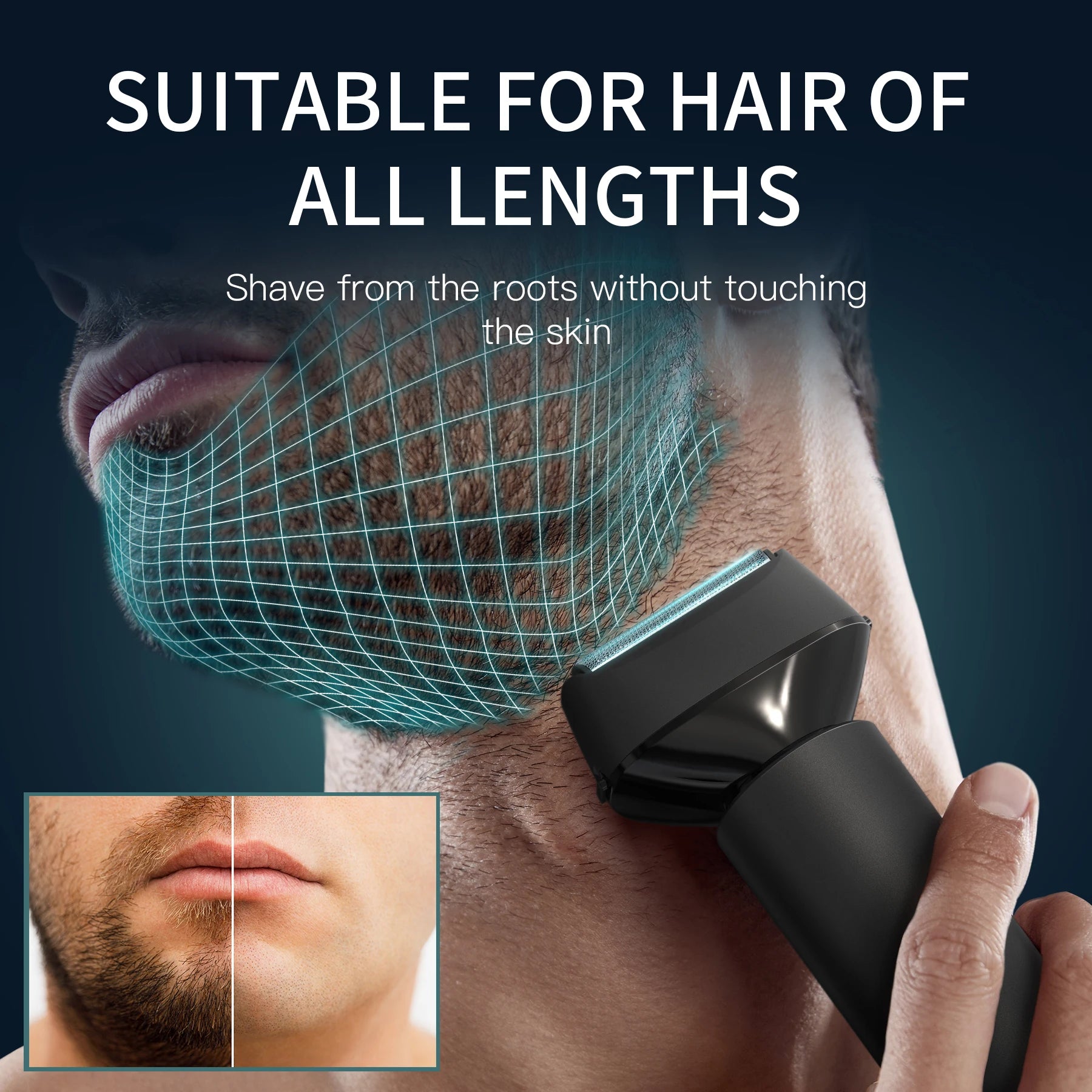 Kensen S15 Electric Shaver for Men Professional Beard Trimmer Razor Shaver Wet/Dry Shaving 3D Floating Blade USB Rechargeable