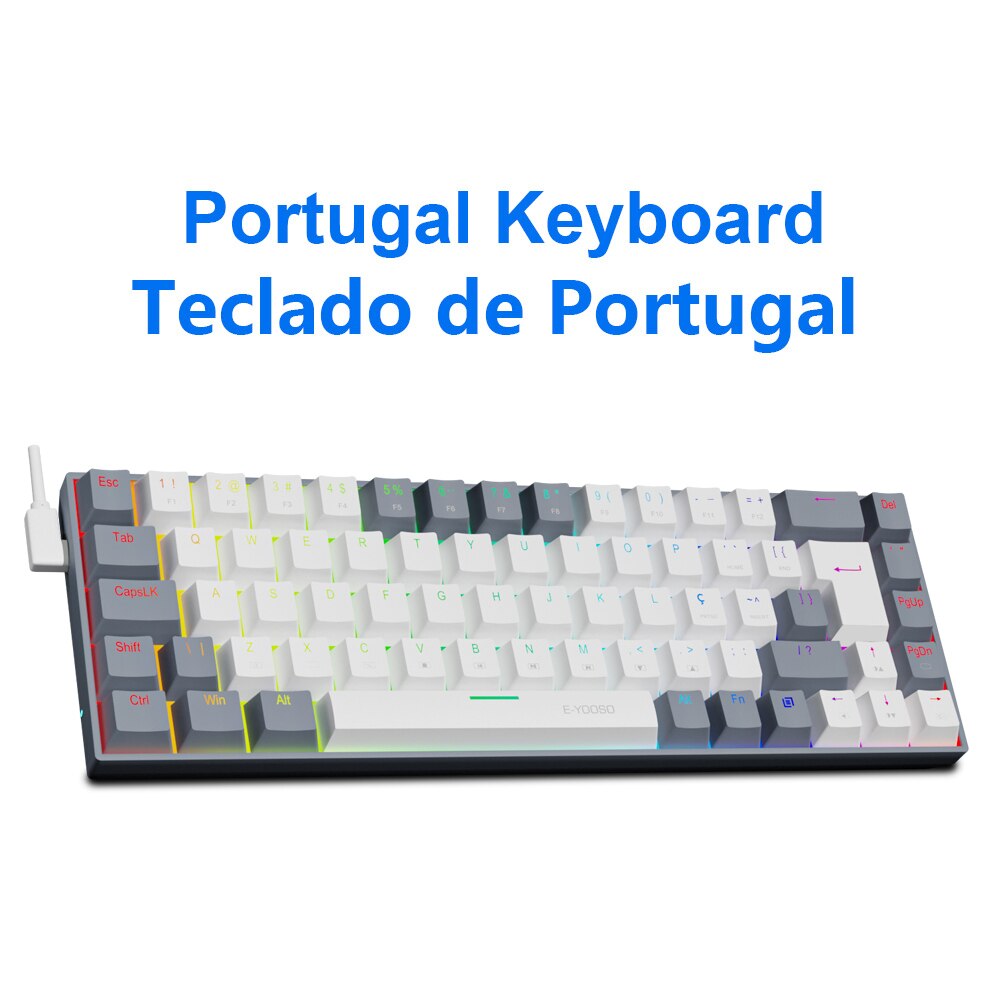 E-YOOSO Z686 RGB USB 60% Mini Slim Mechanical Gaming Wired Keyboard Red Switch 68 Keys Russian Brazilian Portuguese for Compute