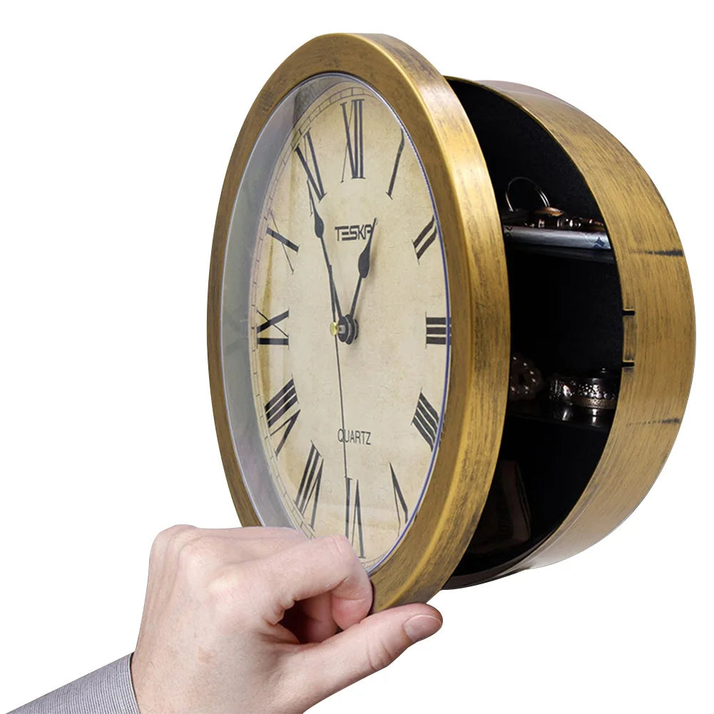 Jewelry Clock Safety Box Office Security Vintage Home Wall Hanging Storage Secret Pointer Watch Cash Retro