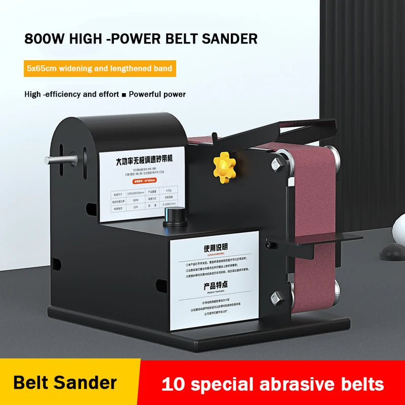 800W Mini Belt Sander 50*650MM Electric Polishing Machine Woodworking Grinding Fixed-angle Knife Grinder Continuously Viable