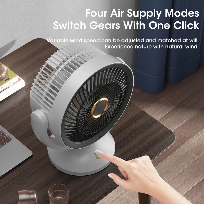 4000mAh Multifunction Electric Fan Desktop Wall Floor Ceiling Rechargeable Air Circulation Stand Fan Home Cooling Ventilator Fan